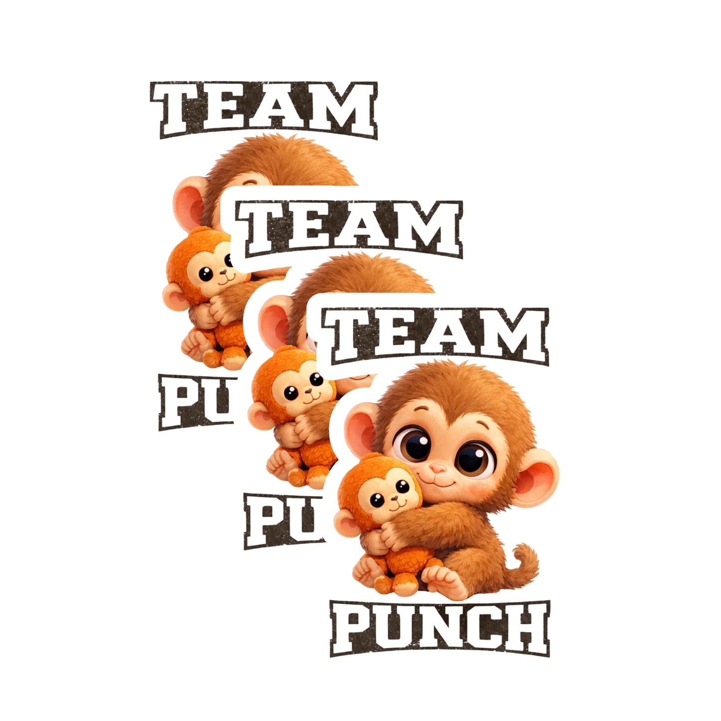Team Punch The Monkey Sticker 3 Pack Cute Monkey Hug Sticker You are Not Hard to Love Waterproof Vinyl Decal 3 Inch Laptop Water Bottle Phone Car Sticker