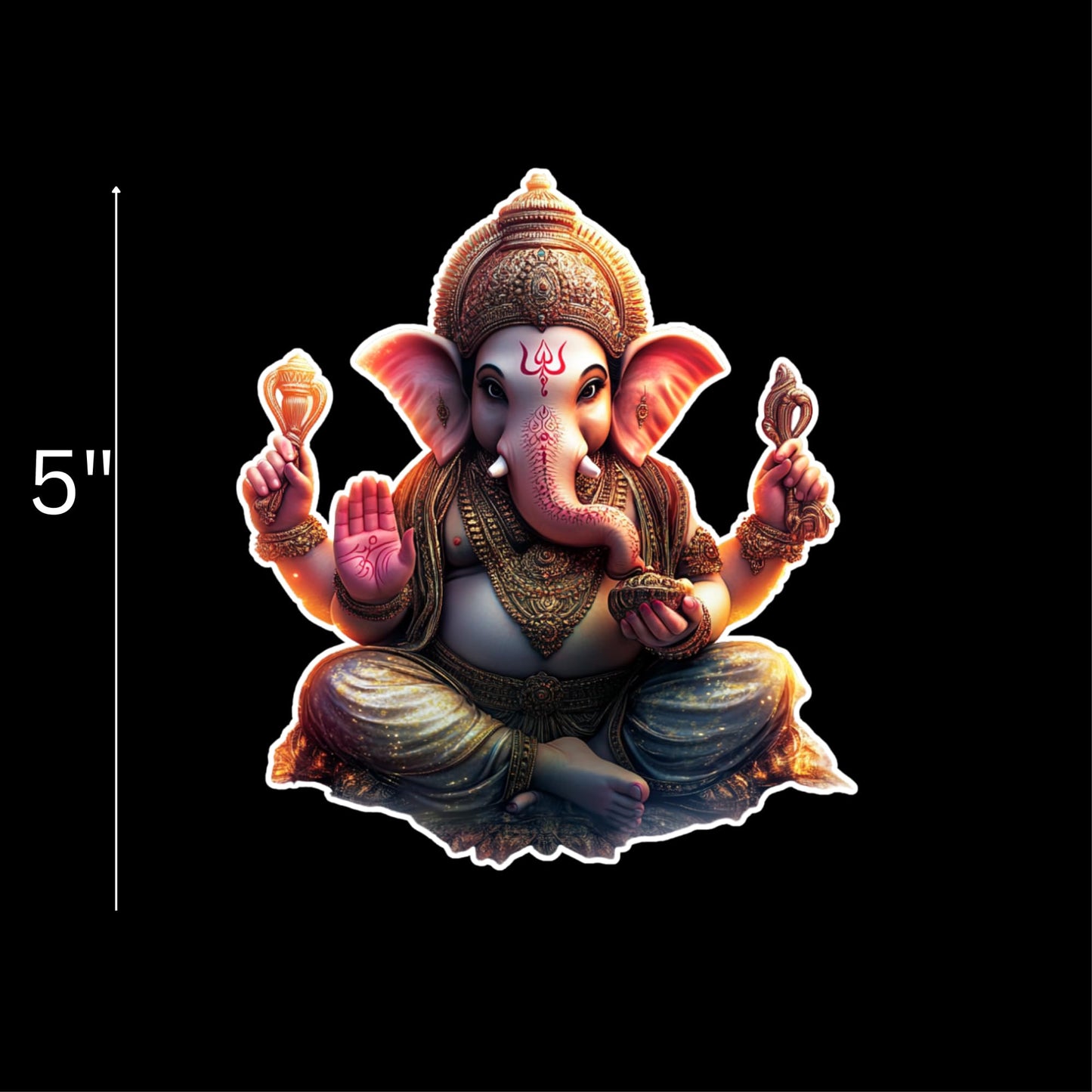 5 Inch Lord Ganesha Sticker – Powerful Ganesh Blessing Decal for Car Laptop Water Bottle – Glossy Vinyl