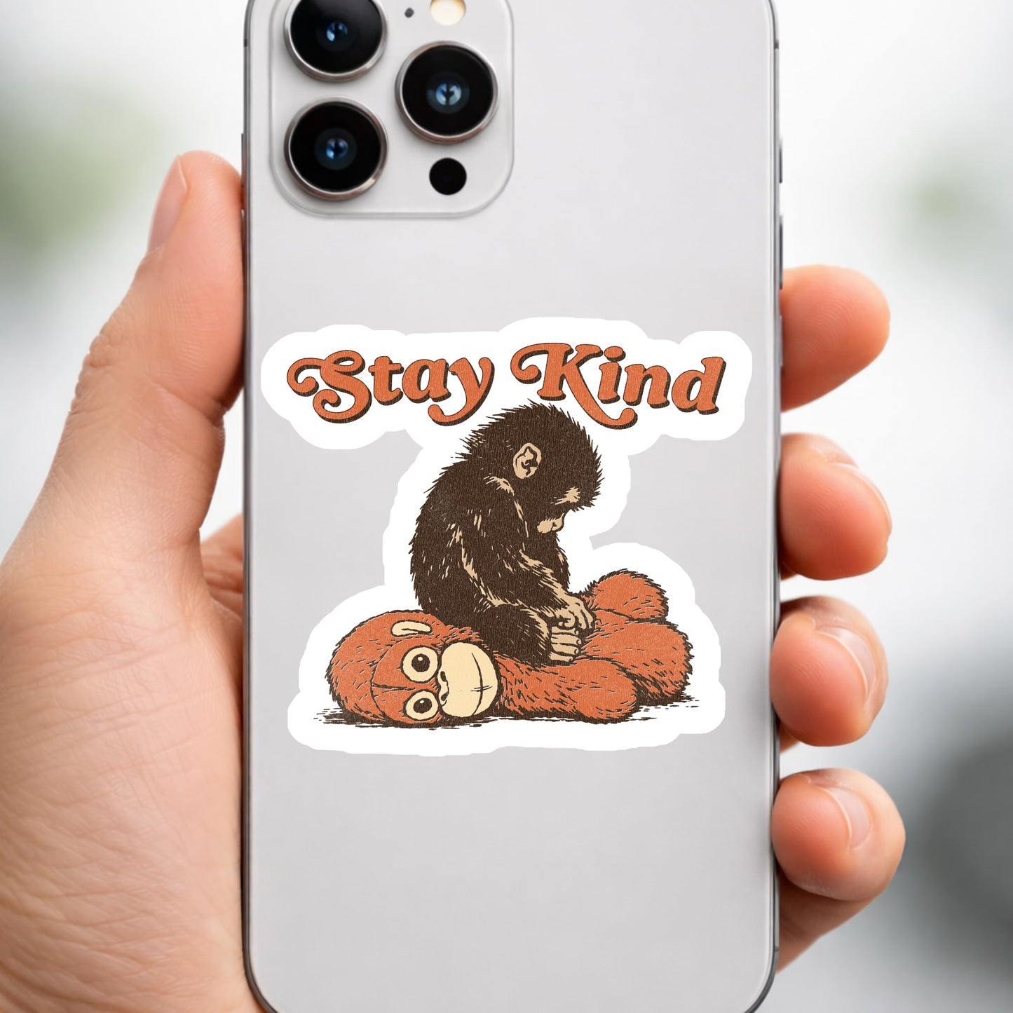 Stay Kind Punch The Monkey Sticker 3 Pack Cute Monkey Sticker Waterproof Vinyl Decal 3 Inch Laptop Water Bottle Phone Car Sticker