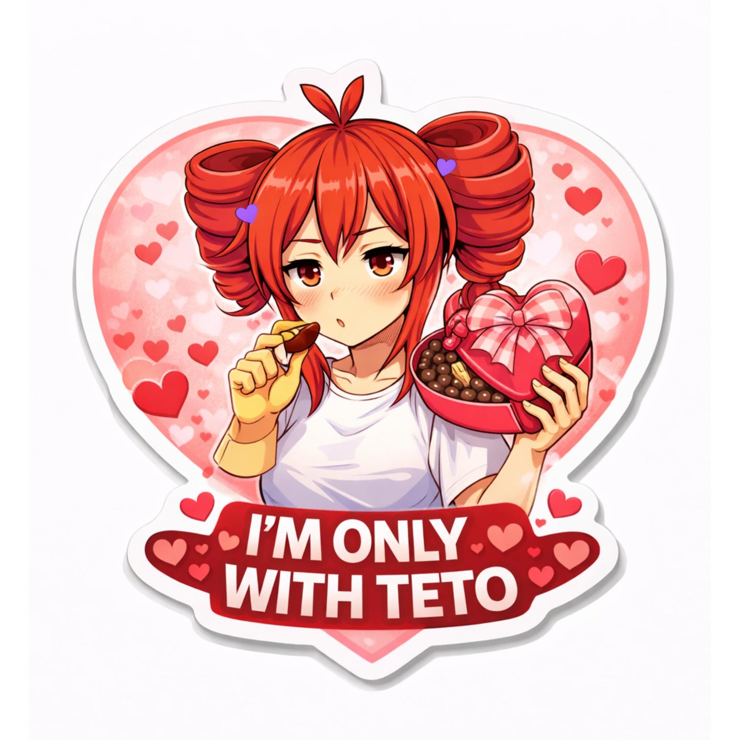 Kasane Teto Valentine Stickers 3 Inch 8 Pack Die Cut Vinyl Anime Meme Sticker Set Cute Chaotic Valentine Decals for Laptop Water Bottle
