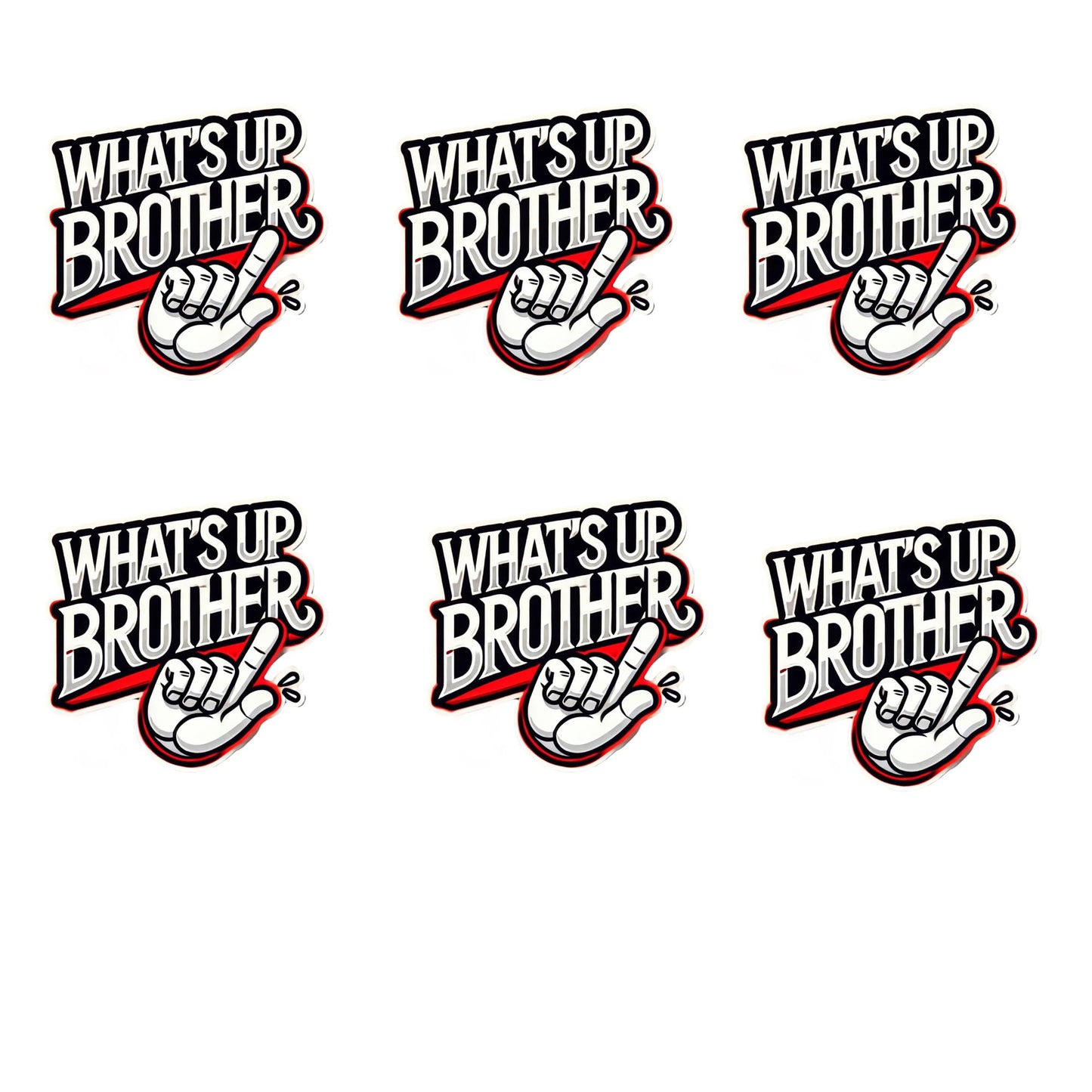 What's Up Brother Vinyl Sticker, Cartoon Hand Design, Transparent Sticker for Laptop, Water Bottle Etc by RockPaperStikrz