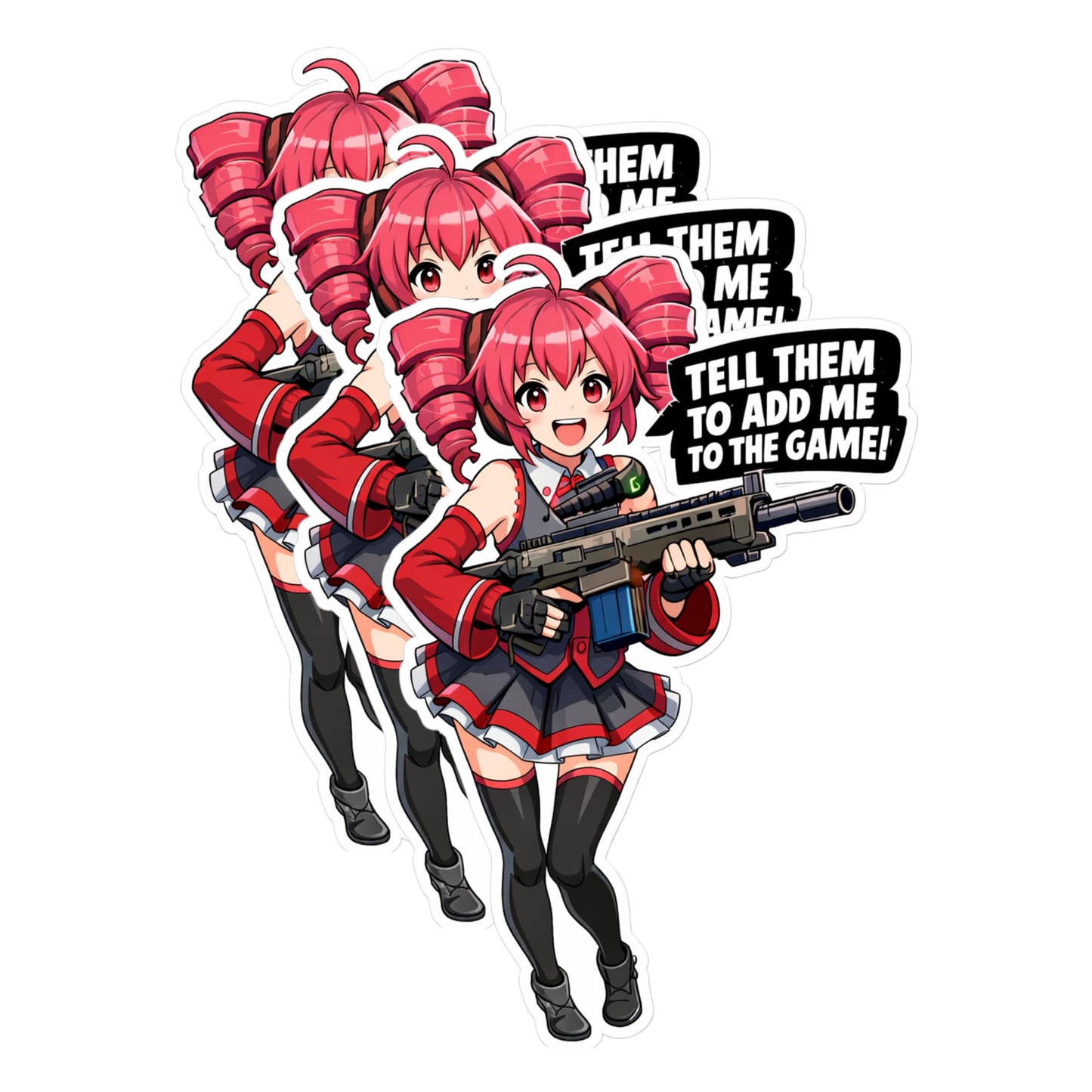 Kasane Teto Anime Sticker Pack 3 Inch Vinyl Die Cut Stickers 3 Pack Gamer Anime Decal Laptop Car Console