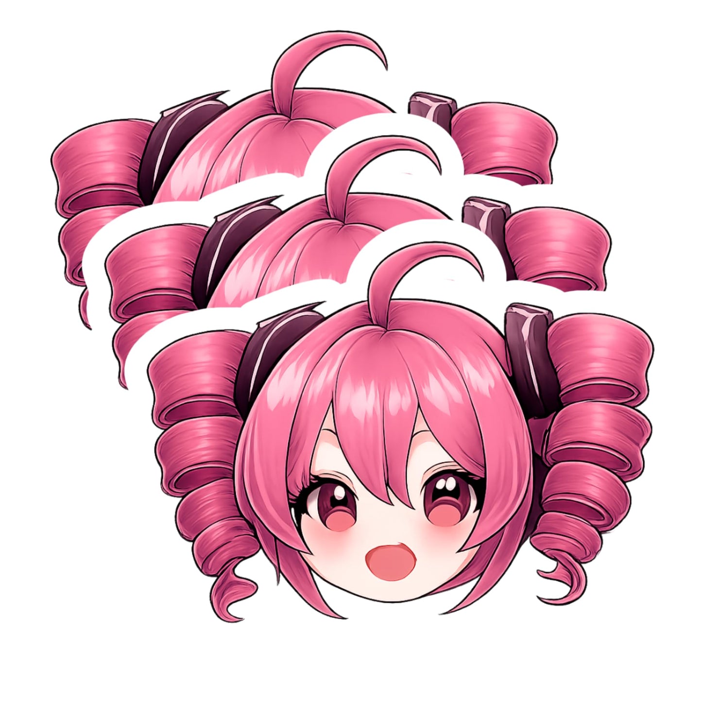 Kasane Teto Head Sticker Pack 3 Inch Anime Vinyl Stickers Cute Vocaloid Style Waterproof Decals for Laptop Water Bottle Phone Notebook 3 Pack