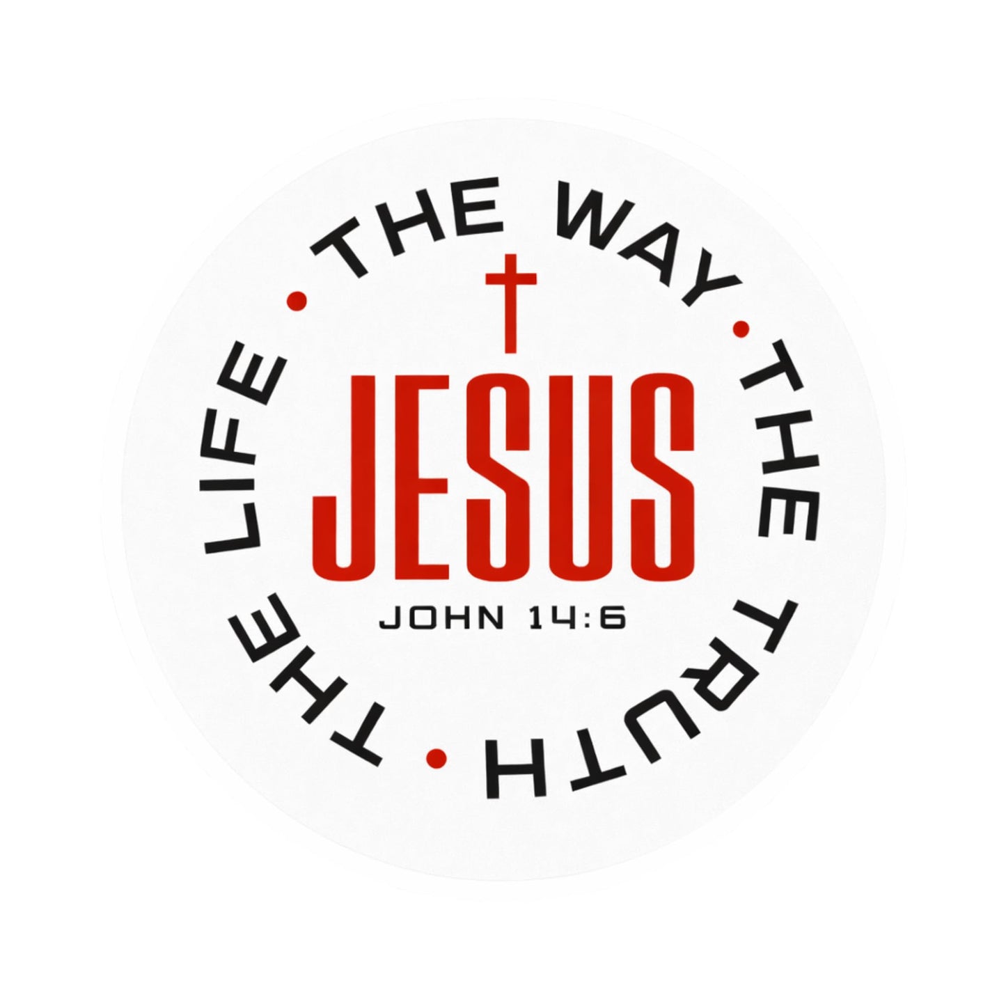 Christian Faith Vinyl Decals, Jesus The Way The Truth The Life Sticker Pack, John 14:6 Waterproof Car Window Laptop Stickers, White Background with Red and Black Design, 3 Inch, 3 Pack