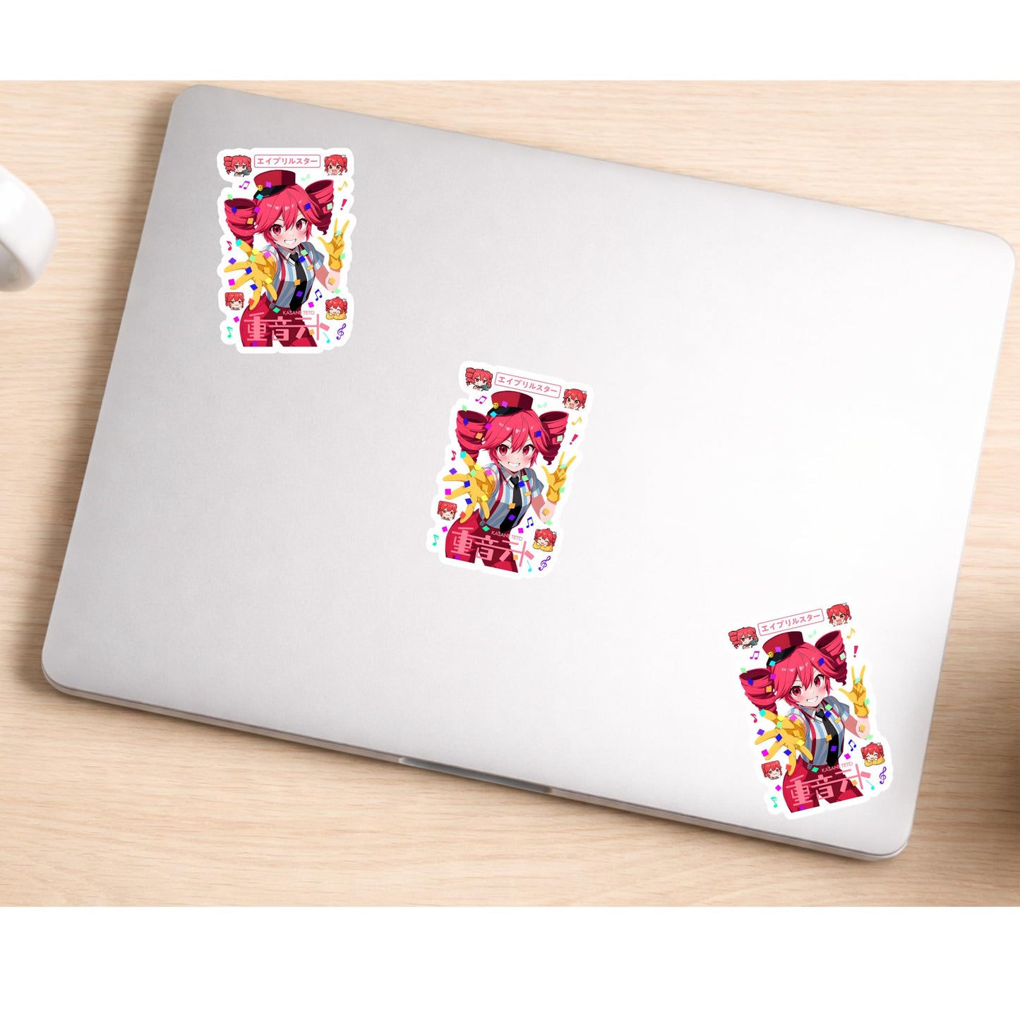 Kasane Teto Stickers 3 Inch 3 Pack Die Cut Vinyl for Laptop Water Bottle Phone Car
