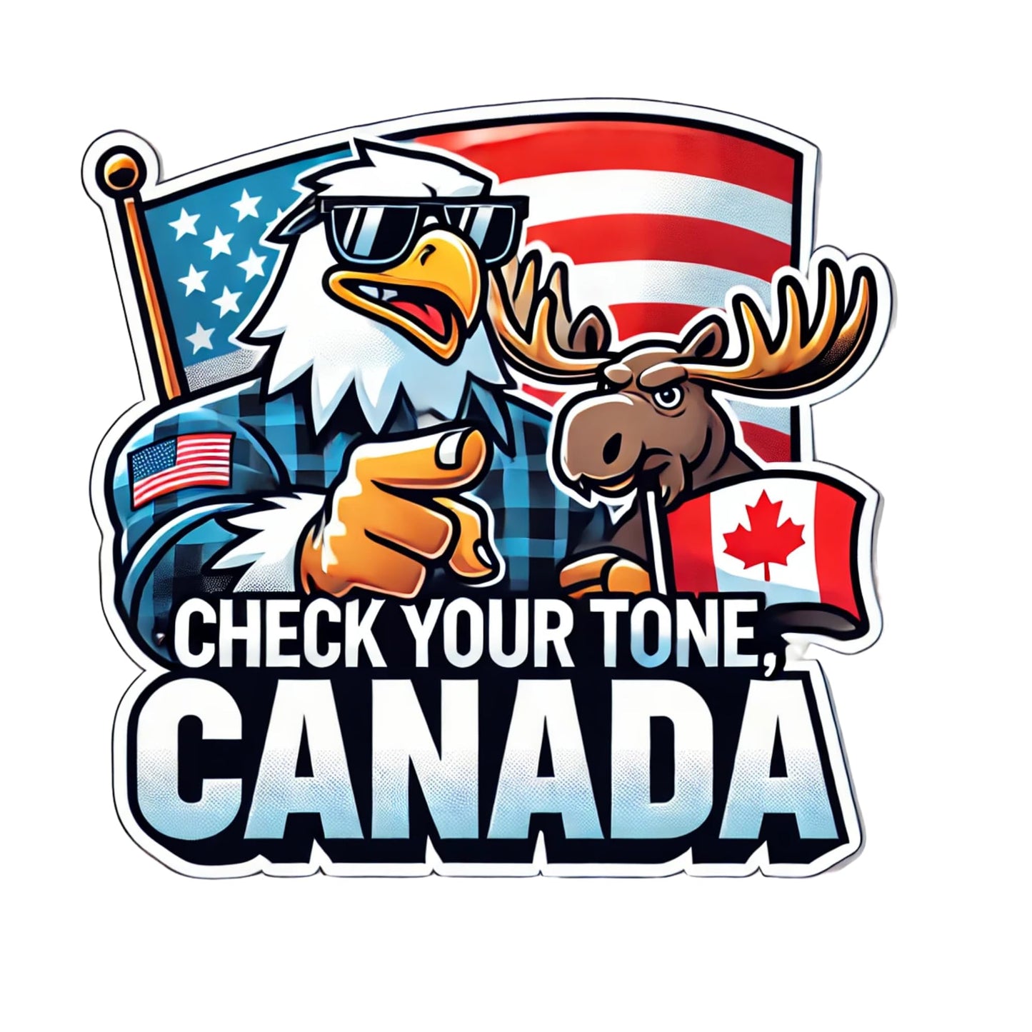 Patriotic USA Canada Eagle Moose Vinyl Sticker, Funny Car Laptop Decal, American Canadian Flag Design by PaperRockStikrz