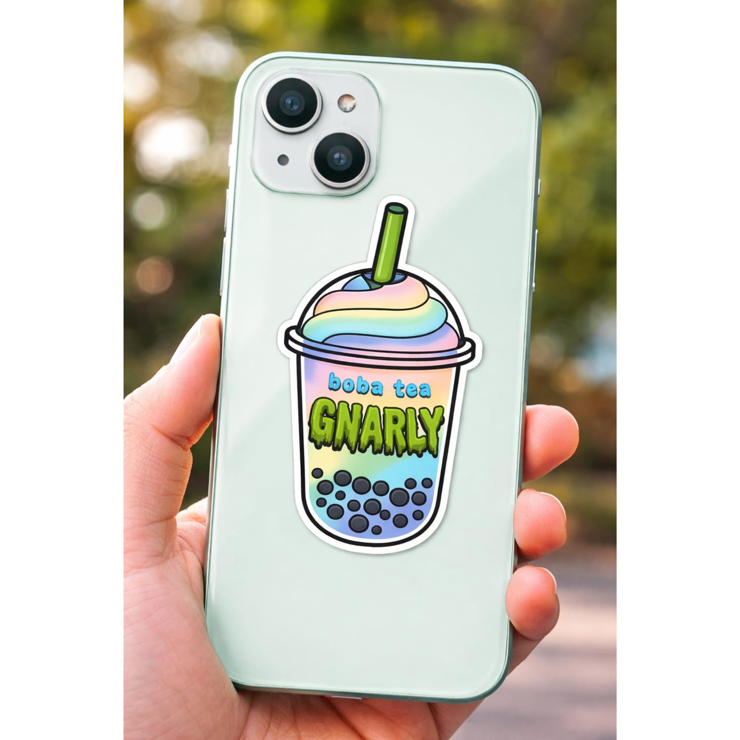 Tea Gnarly Stickers, Cute Pastel Vinyl Decals, 3 Inch, 3 Pack, UV Resistant Die Cut for Laptop Water Bottle Phone Skateboard