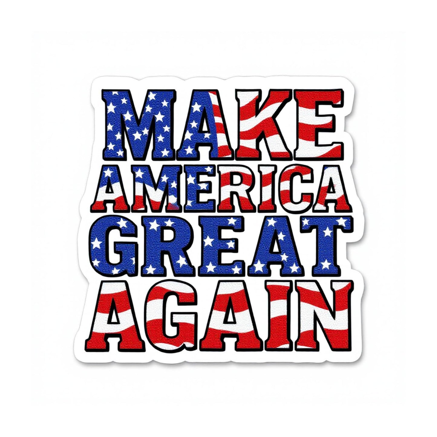 Patriotic American Flag Vinyl Sticker, MAGA Design, Stars and Stripes Letters. for Laptops, Tumblers, Bumper Sticker