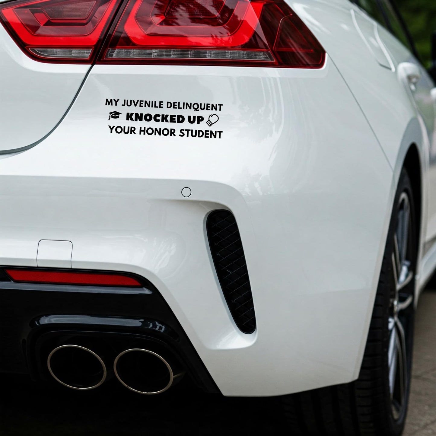 My Juvenile Delinquent Knocked Up Your Honor Student - Sarcastic Window & Bumper Decal - 6” Vinyl Sticker