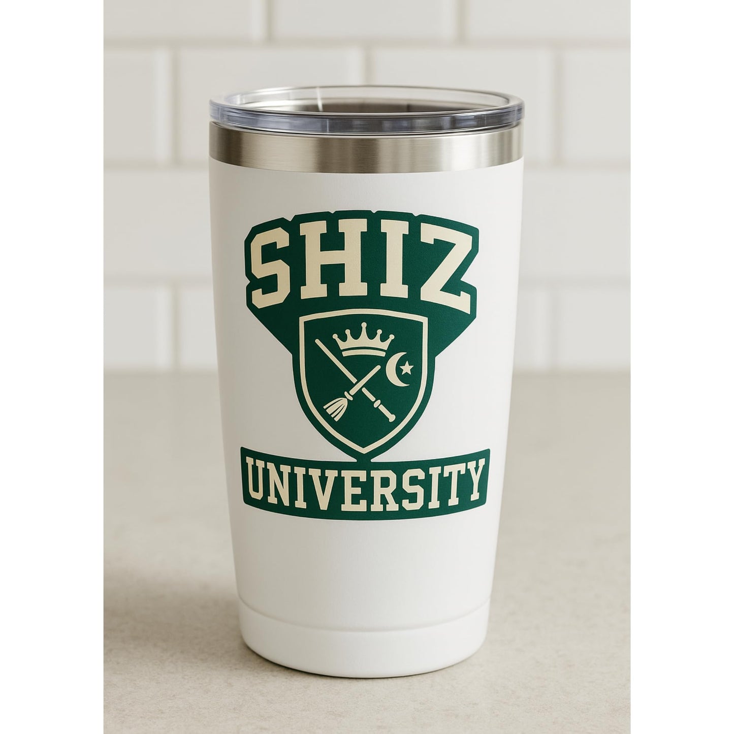 Shiz University Sticker – Emerald Green Collegiate Crest Vinyl Decal | Wicked-Inspired Fantasy University Design | 5-Inch Waterproof, UV-Resistant Premium Sticker