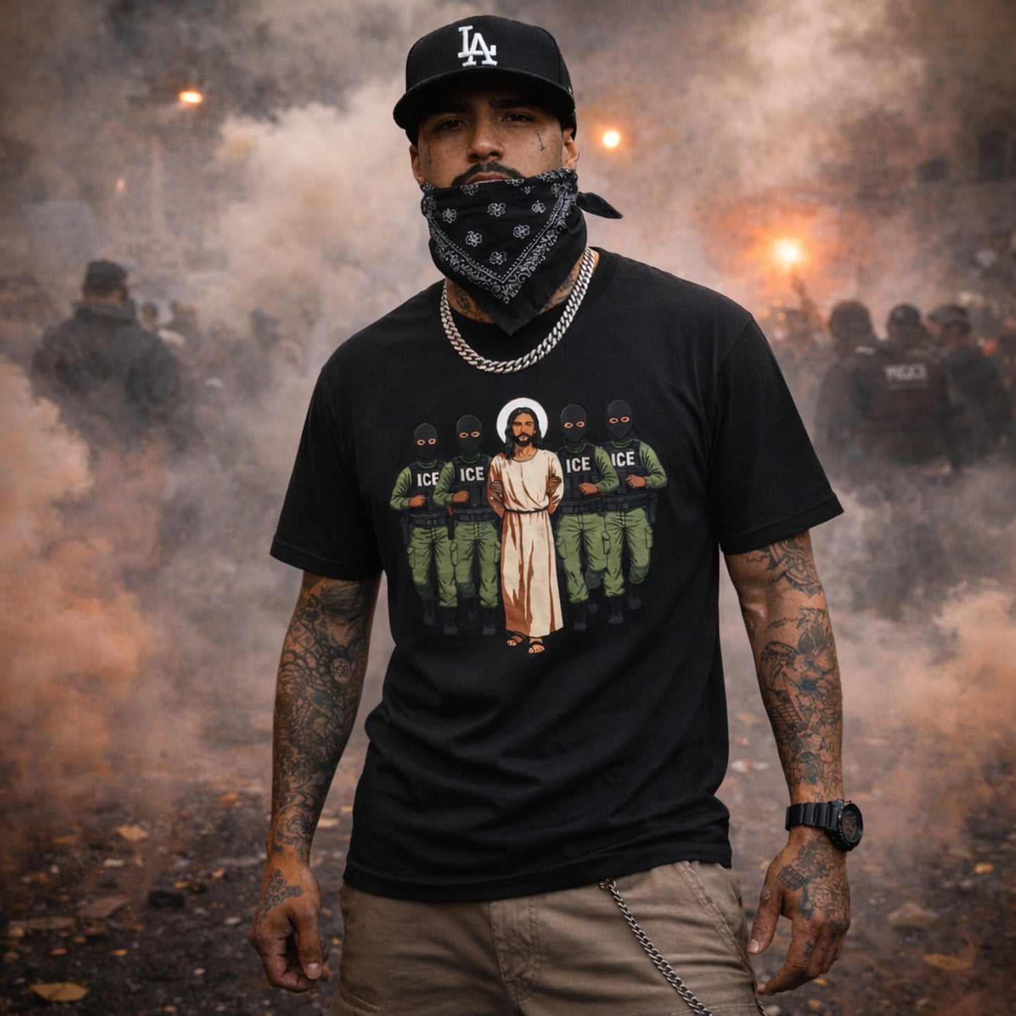 Anti ICE Shirt Jesus Protest Graphic Tee Black Streetwear Anti ICE Shirt Political Streetwear Graphic T Shirt