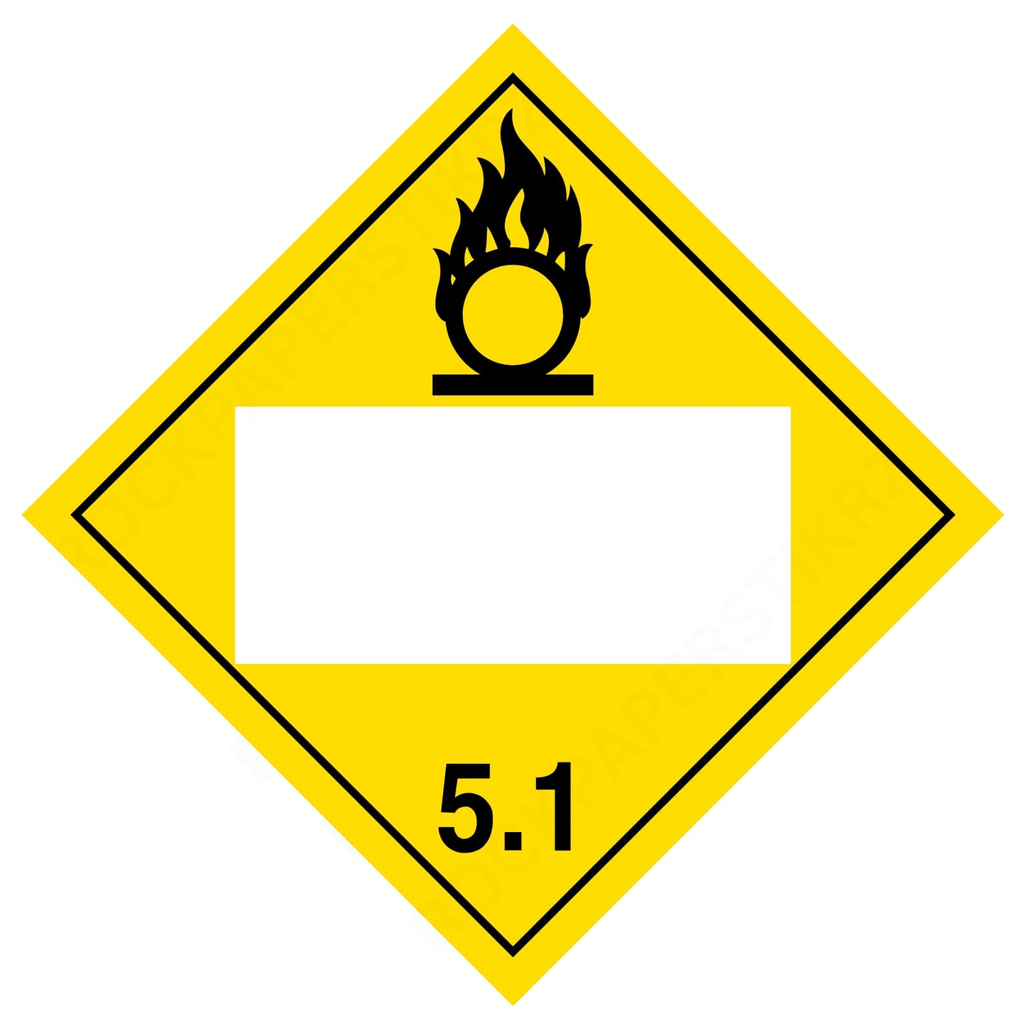 Oxidizer Class 5.1 Placard (Blank Panel) – 10.75” Hazard Warning Label – Yellow Diamond Safety Sticker for Transport & Warehouse Use – Industrial Grade Cast Vinyl with UV laminate
