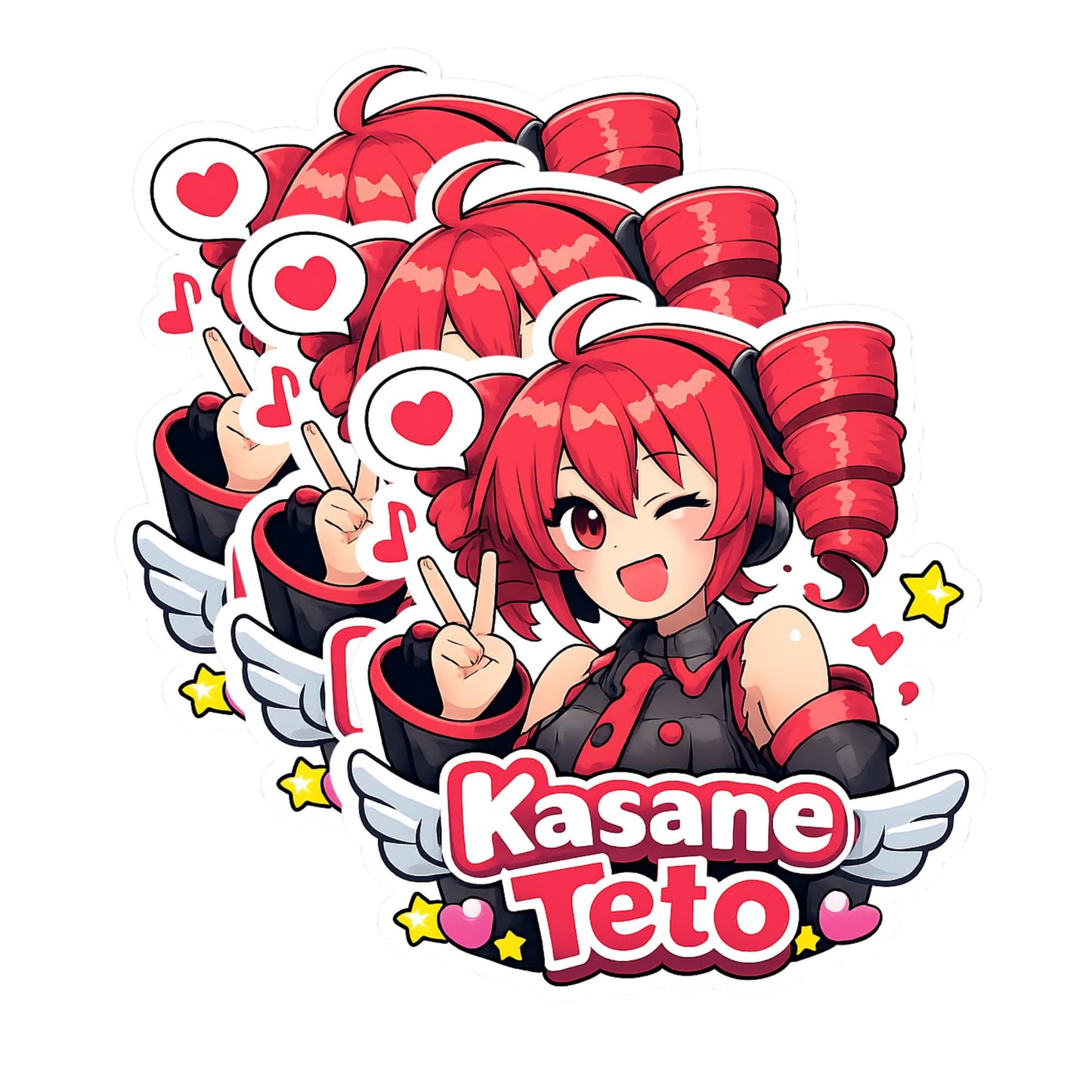 Kasane Teto Stickers 3 Inch 3 Pack Cute Anime Character Vinyl Decals - Perfect for Cell Phones