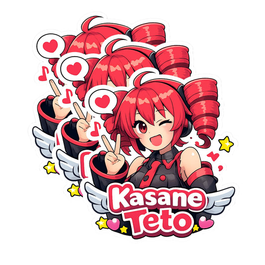 Kasane Teto Stickers 3 Inch 3 Pack Cute Anime Character Vinyl Decals - Perfect for Cell Phones
