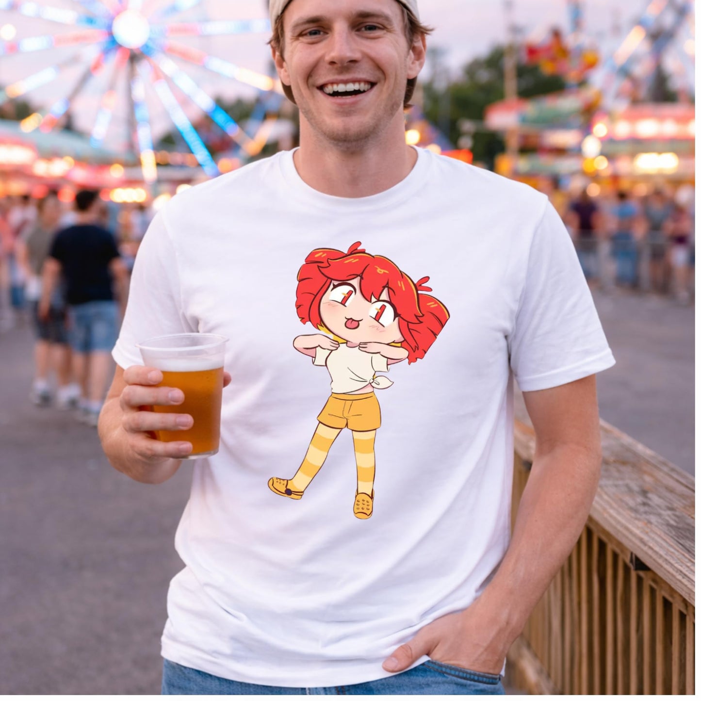 Kasane Teto T Shirt White Or Black Tee, Cute Chibi Anime Character Graphic Tee for Men