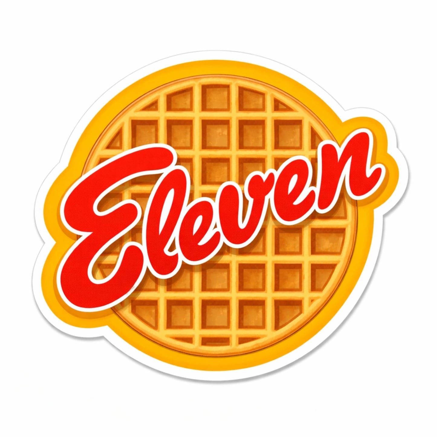 Eleven Waffle Style Stickers, 3 Inch Waterproof Vinyl Die Cut Decals, 3 Pack for Phone Laptop Water Bottle