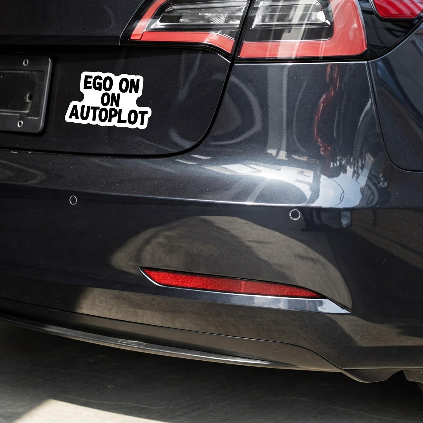 Ego On Autopilot Sticker – Anti Elon Vinyl Decal Sticker for Drivers Who Keep It Real 4.5" x 5" Bold Typography Decal for Bumpers, Windows & More