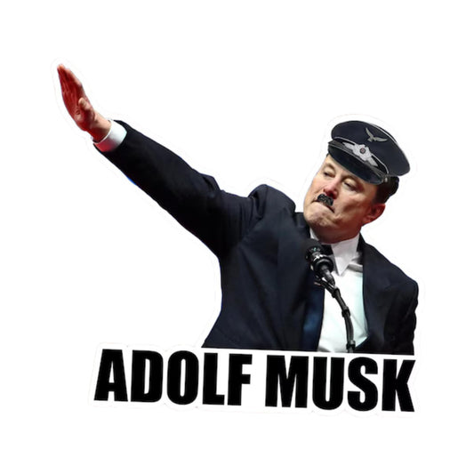 Adolf Elon Vinyl Sticker | Bold Statement Decal Sticker Size: 3.5 inches Tall x 5.25 inches Wide