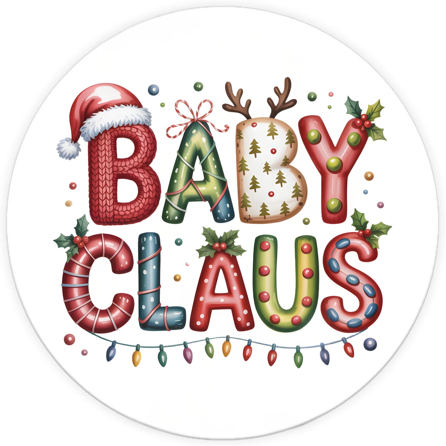 Christmas Family Name Decals, Personalized Holiday Gift Tag Stickers, Vinyl Santa Claus Design, 6-Pack Custom Labels, 2-5 Inch Size, Festive Winter Theme