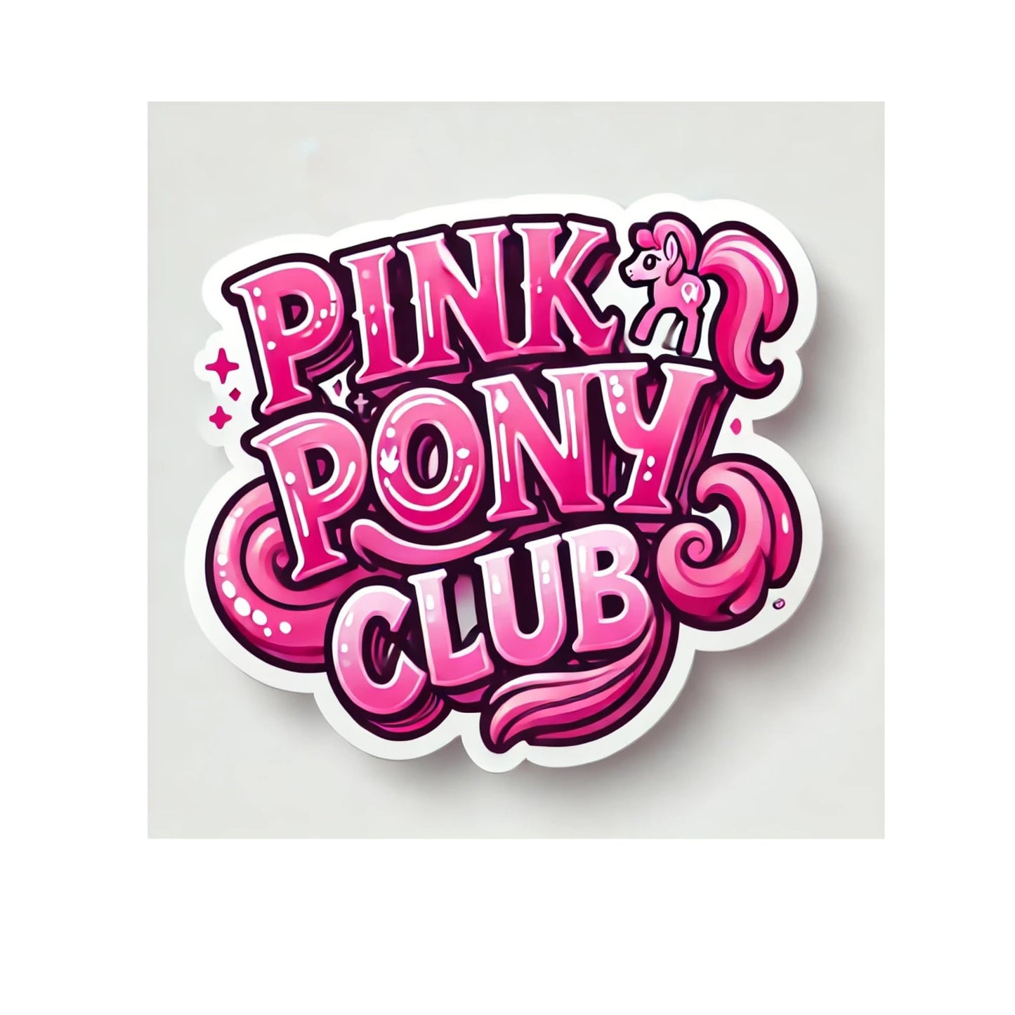 Pink Pony Club Vinyl Sticker, Decorative Bubble Letters Design