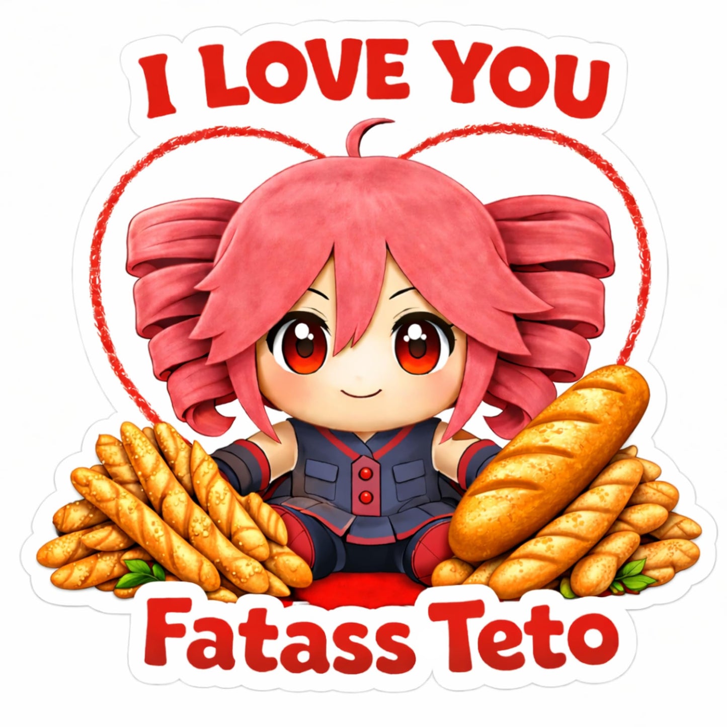 Fatass Teto 3 Inch Vinyl Decals 3 Pack Funny Chibi Food Character Waterproof Laptop Phone Car Stickers