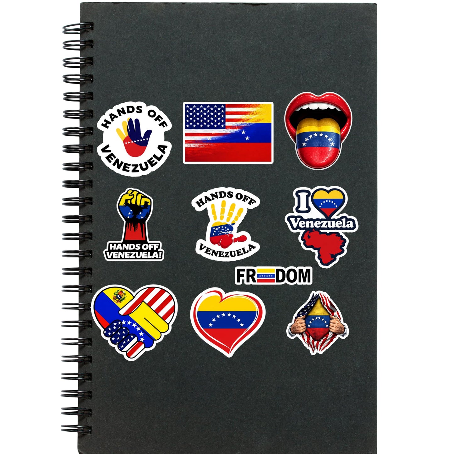 Venezuela Support Stickers 10 Pack, 3 Inch Vinyl Decals, Hands Off Venezuela Freedom Flag Political Stickers