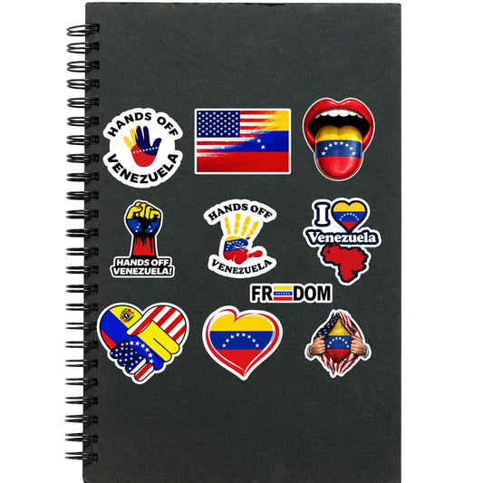Venezuela Support Stickers 10 Pack, 3 Inch Vinyl Decals, Hands Off Venezuela Freedom Flag Political Stickers