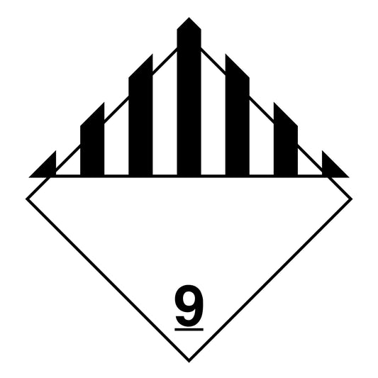 Class 9 Miscellaneous Hazard Placard (Blank Panel) – 10.75” Hazard Warning Label – Black & White Vertical Stripe Diamond – Industrial Grade Cast Vinyl with UV Laminate