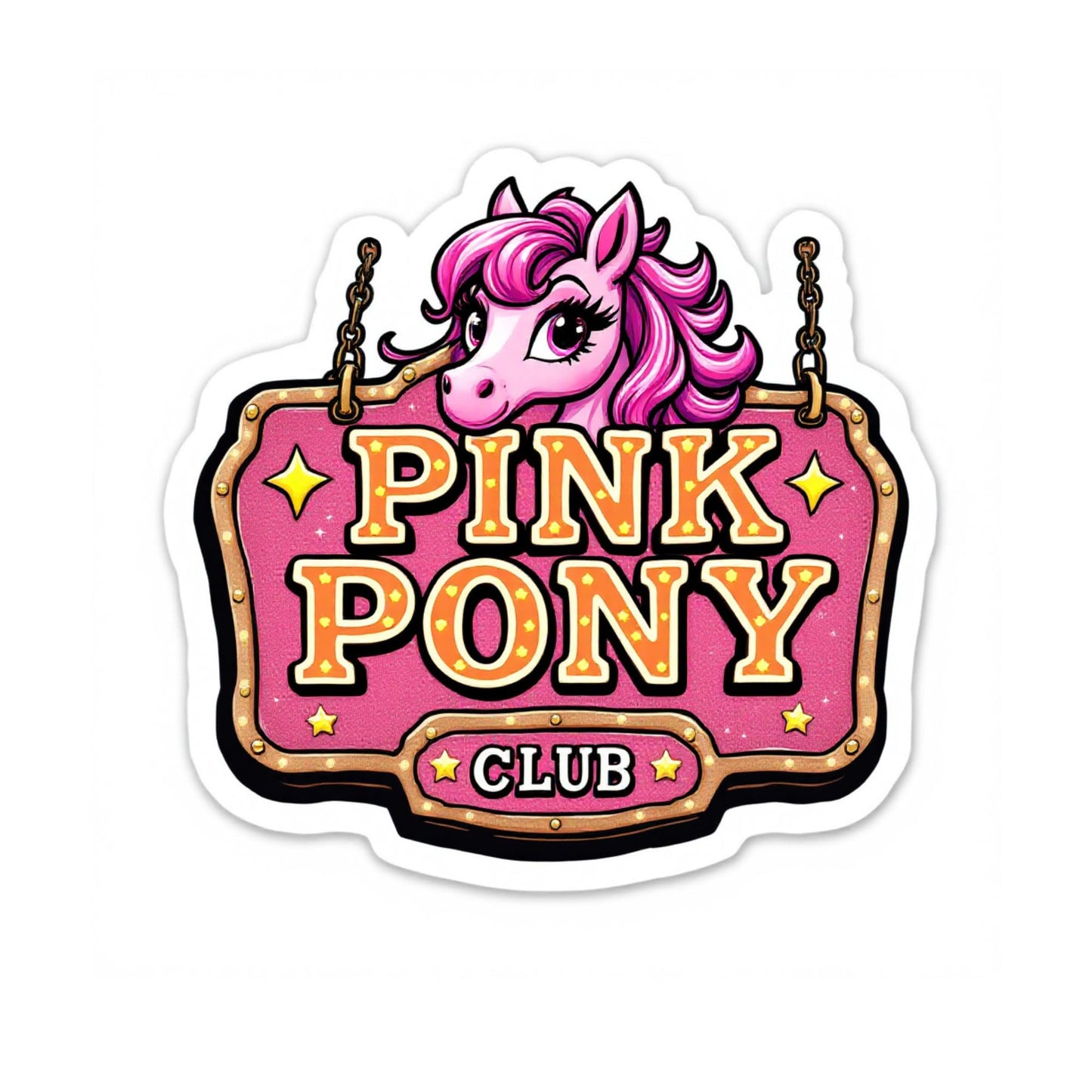 Vintage Pink Pony Club Hanging Sign Sticker – Western Glam Horse
