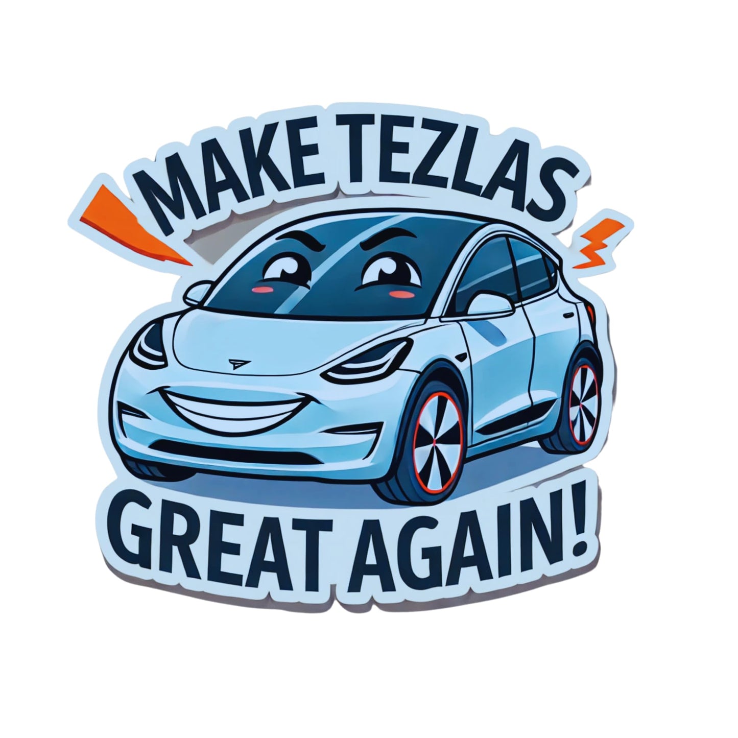 Funny Tesla Car Vinyl Sticker Window Sticker, Vinyl Sticker Laptop Decal 4 inch Cartoon Electric Vehicle Design by PaperRockStikrz
