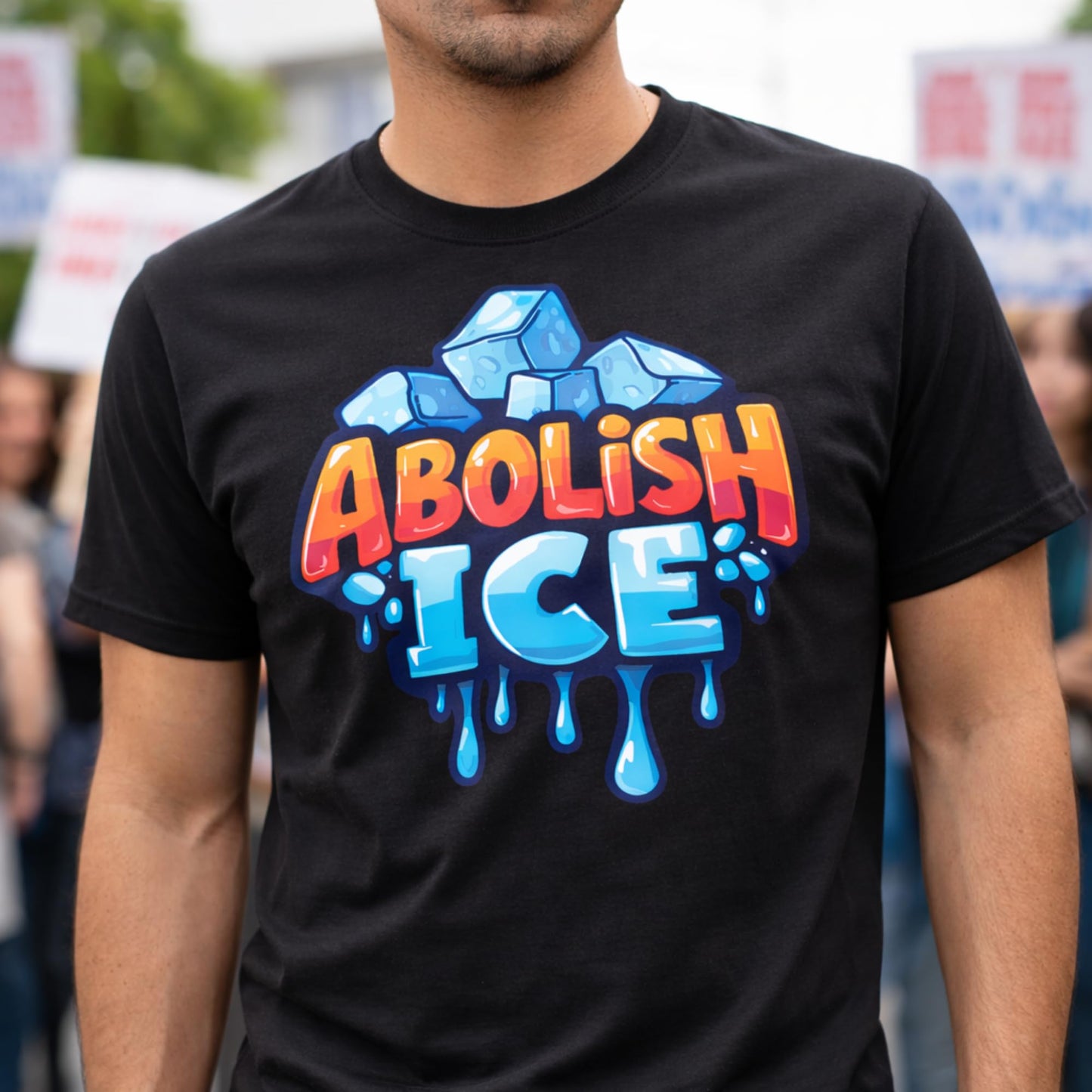 Abolish ICE Graphic T-Shirt, Black Cotton Protest Tee, Bold Political Statement Shirt for Men