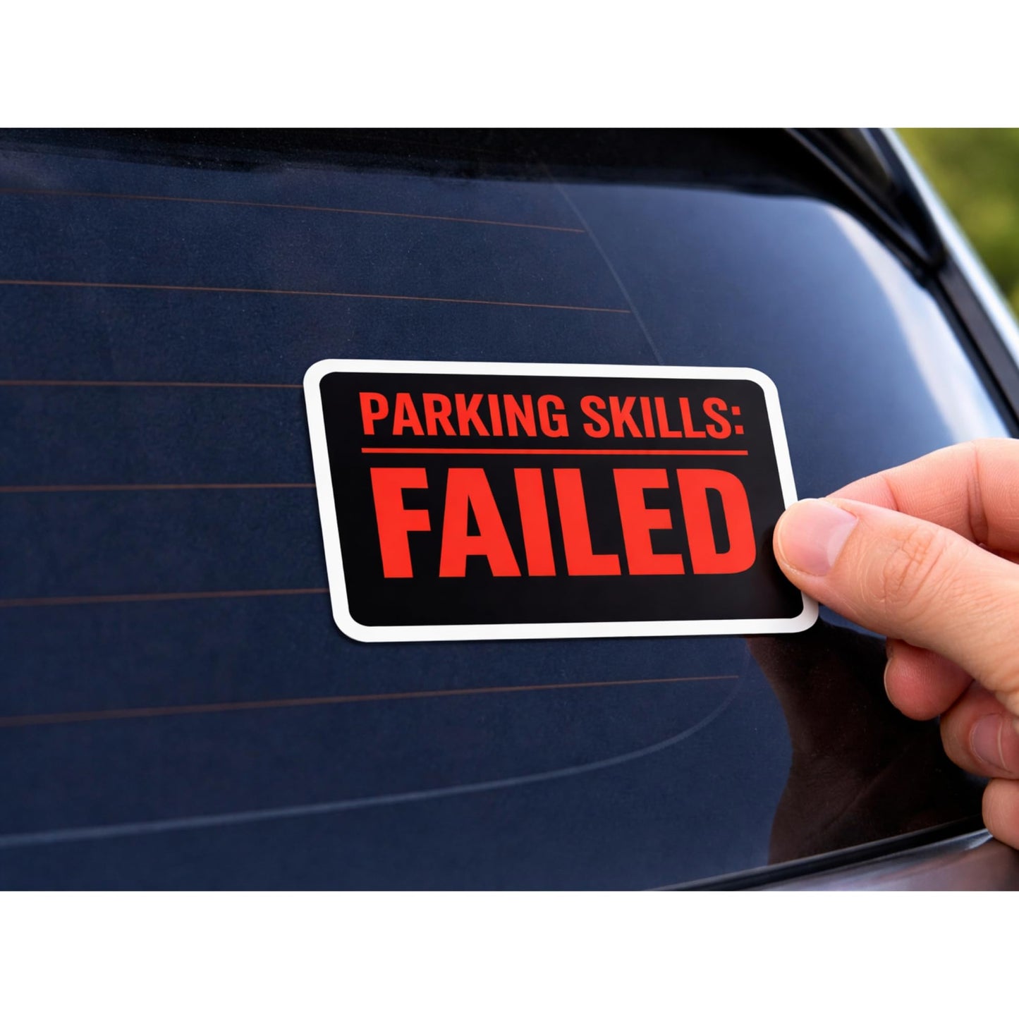 Parking Skills Failed Stickers, Funny Car Decals, Waterproof Vinyl, Red and Black Design, 9 Pack