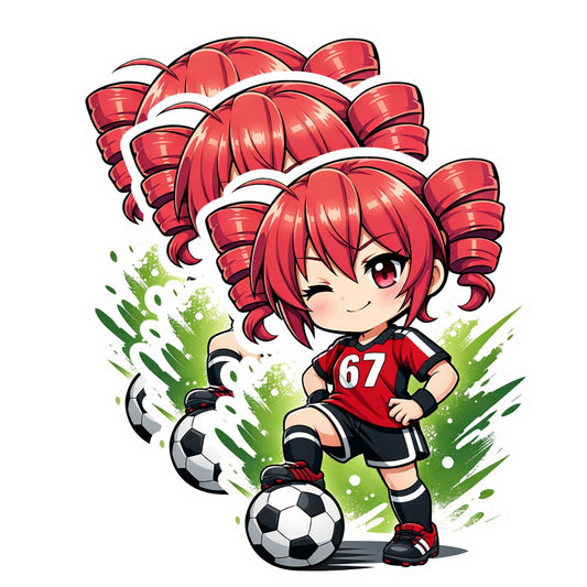Kasane Teto Soccer Sticker 3 Inch 3 Pack Cute Anime Chibi Soccer Girl Decals