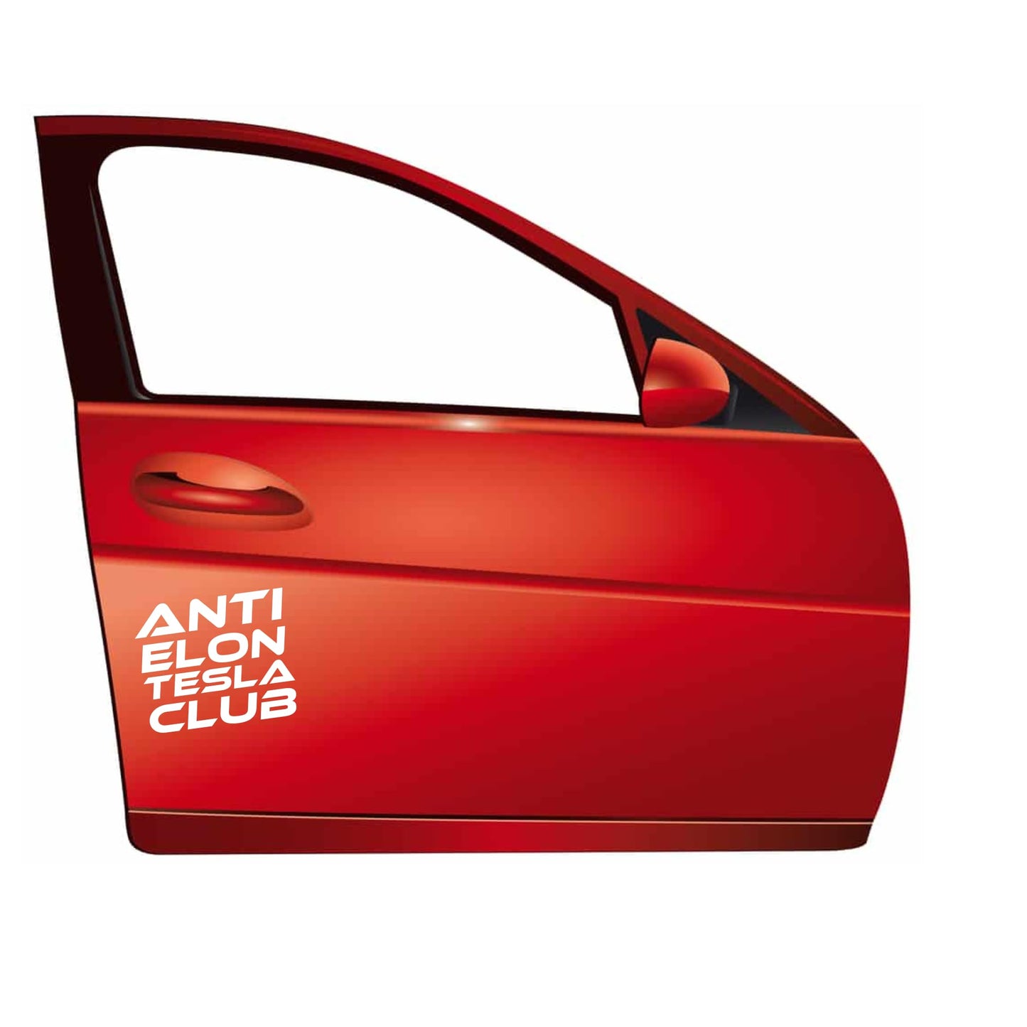 Anti Elon Tesla Club Vinyl Decal, White, 4.5 x 5.5 inches, Weatherproof