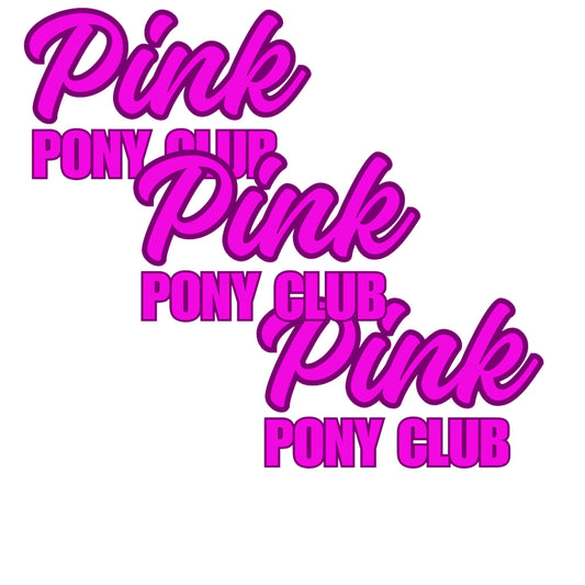 (3X) Pink Pony Club Vinyl Sticker, Hot Pink Logo Design by RockPaperStikrz