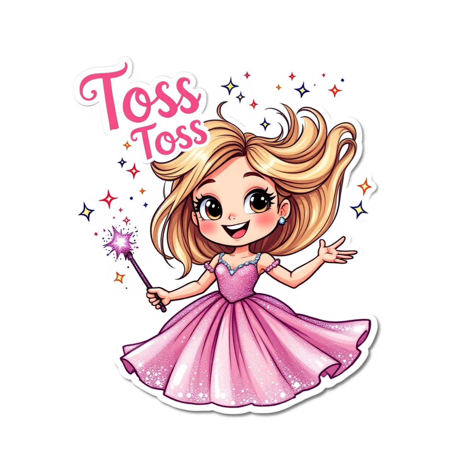 Wicked Musical Inspired Princess Vinyl Sticker, Pink Glitter Design, 3x4 inches