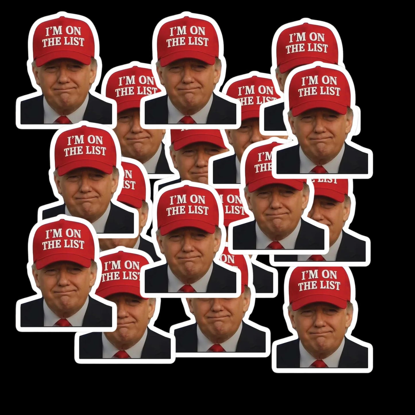 I'm On The List Trump Red Baseball Cap Sticker Pack, 20 Piece Vinyl Decals, 2 Inch UV Resistant Political Stickers for Laptops, Cars, Tumblers
