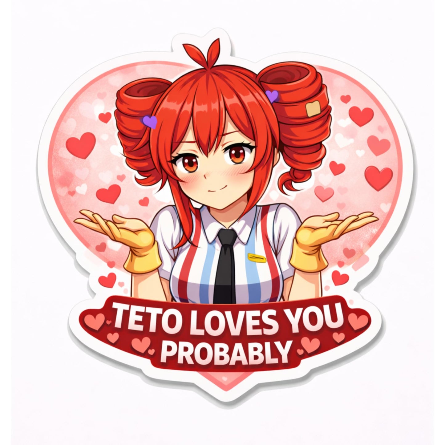 Kasane Teto Valentine Stickers 3 Inch 8 Pack Die Cut Vinyl Anime Meme Sticker Set Cute Chaotic Valentine Decals for Laptop Water Bottle