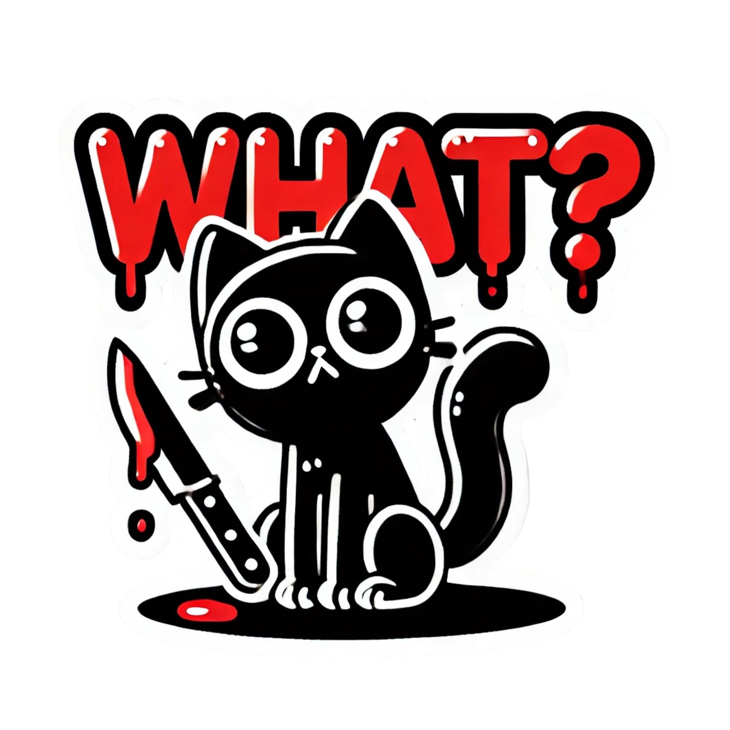 United by Color Funny Cat Sticke Black Cat Sticker with Knife - Used for Halloween, Laptop, Phone, Helmet, Mugs, Water Bottle, Notebook, Toolbox