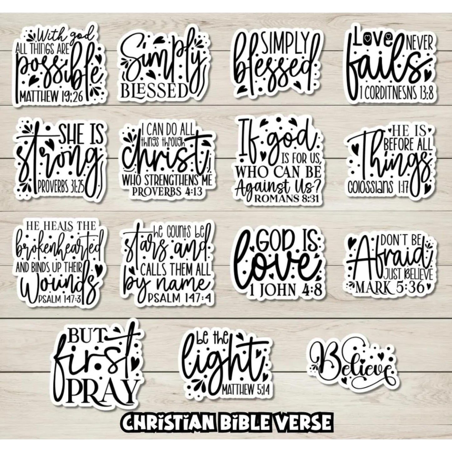 Christian Stickers Pack, 40 Count, 2 Inch Bible Verse and Faith Stickers, Waterproof Vinyl Religious Stickers for Water Bottles, Laptops, Journals, Phone Cases