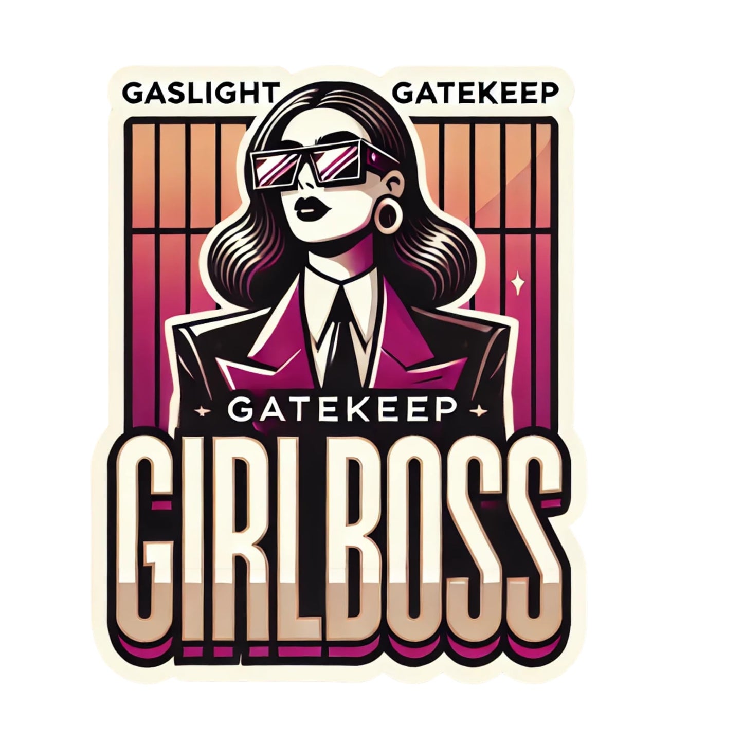 Gaslight Gatekeep Girlboss Aesthetic Sticker – Bold Y2K Feminine Power Design by RockPaperStikrz