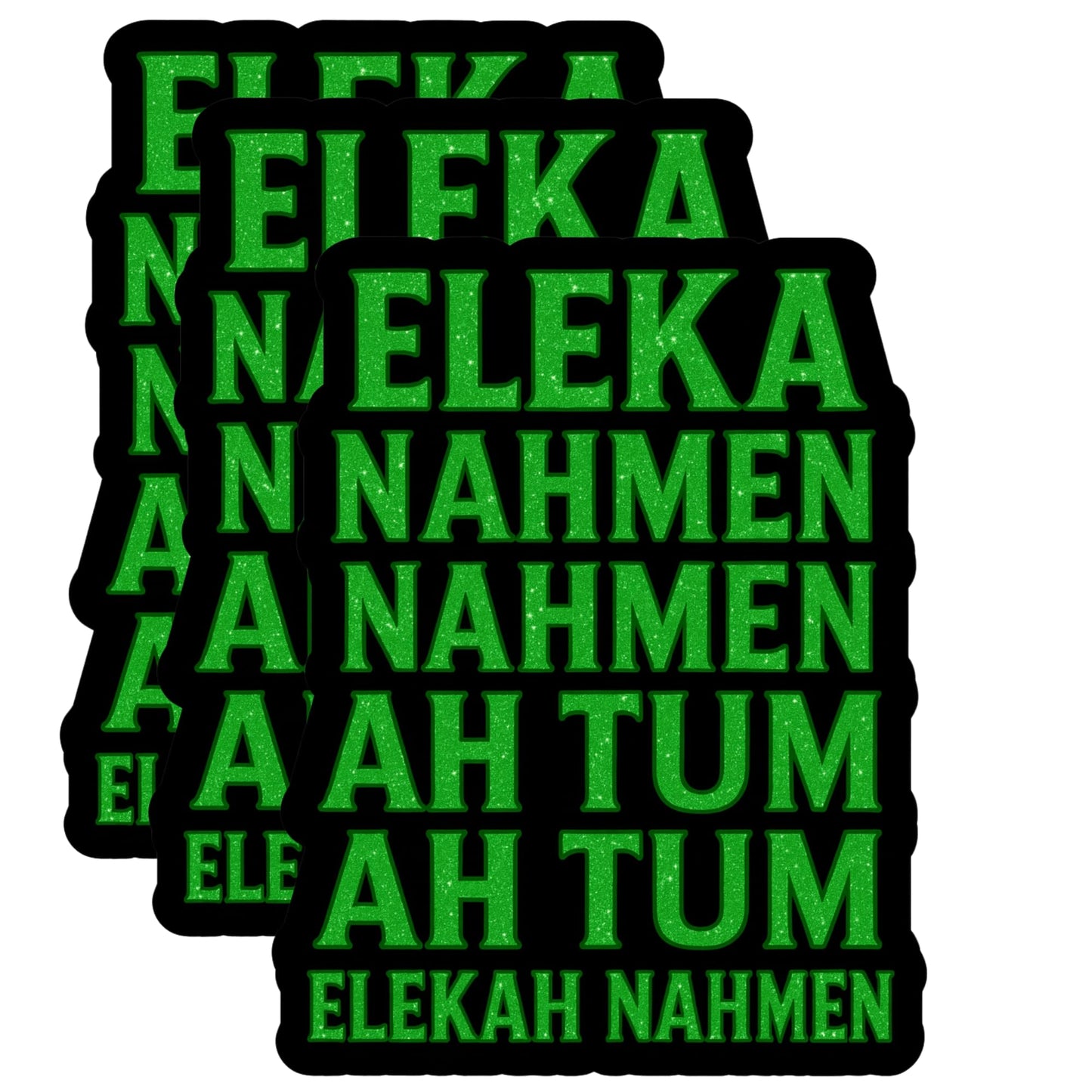 Eleka-Nahmen Glitter Sticker Pack – 3 Inch Vinyl Decals – Set of 3 Durable UV Resistant Green Sparkle Stickers for Laptops, Water Bottles, Tablets, Notebooks
