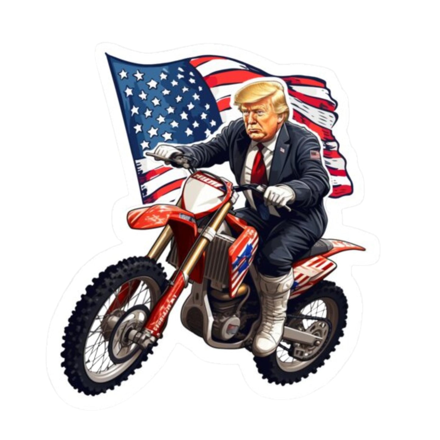 Trump - Patriotic American Flag Dirt Bike Sticker, UV-Resistant Vinyl Decals, 3-Pack, 3-Inch, for Cars, Laptops, Water Bottles