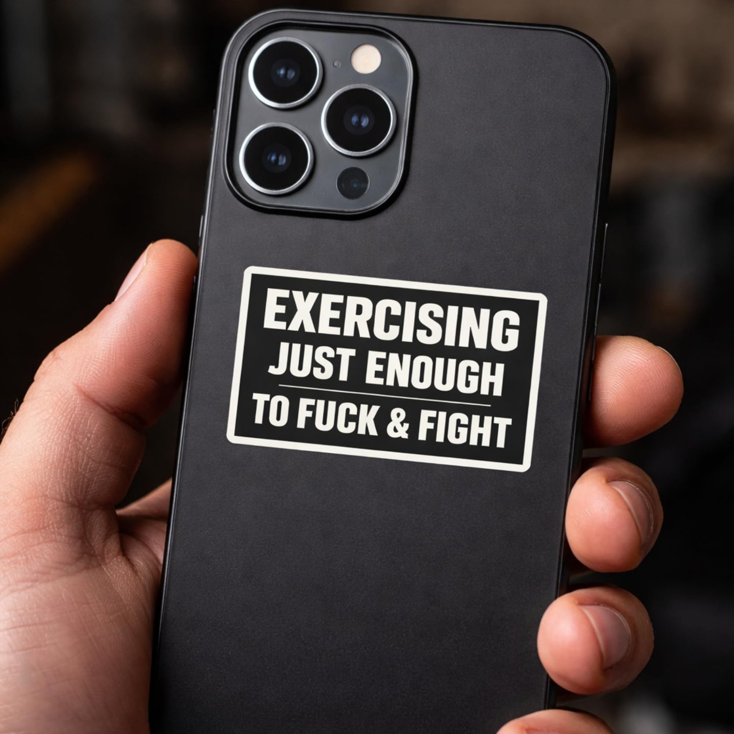 Funny Workout Sticker Pack – 3 Inch Vinyl Stickers (3 Pack) – Exercising Just Enough to Fuck & Fight – Gym Humor Decals for Phone, Laptop, Water Bottle