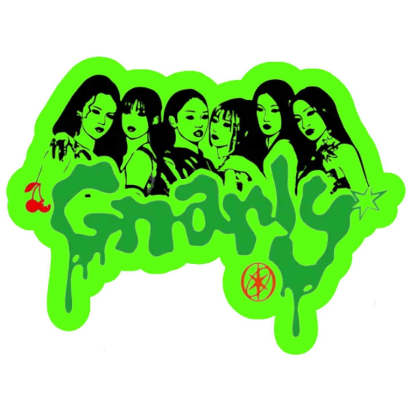 Gnarly Stickers 4 Pack, 3 Inch Vinyl Decals, Neon Colorway Drip Style, Waterproof for Laptop Car Skateboard