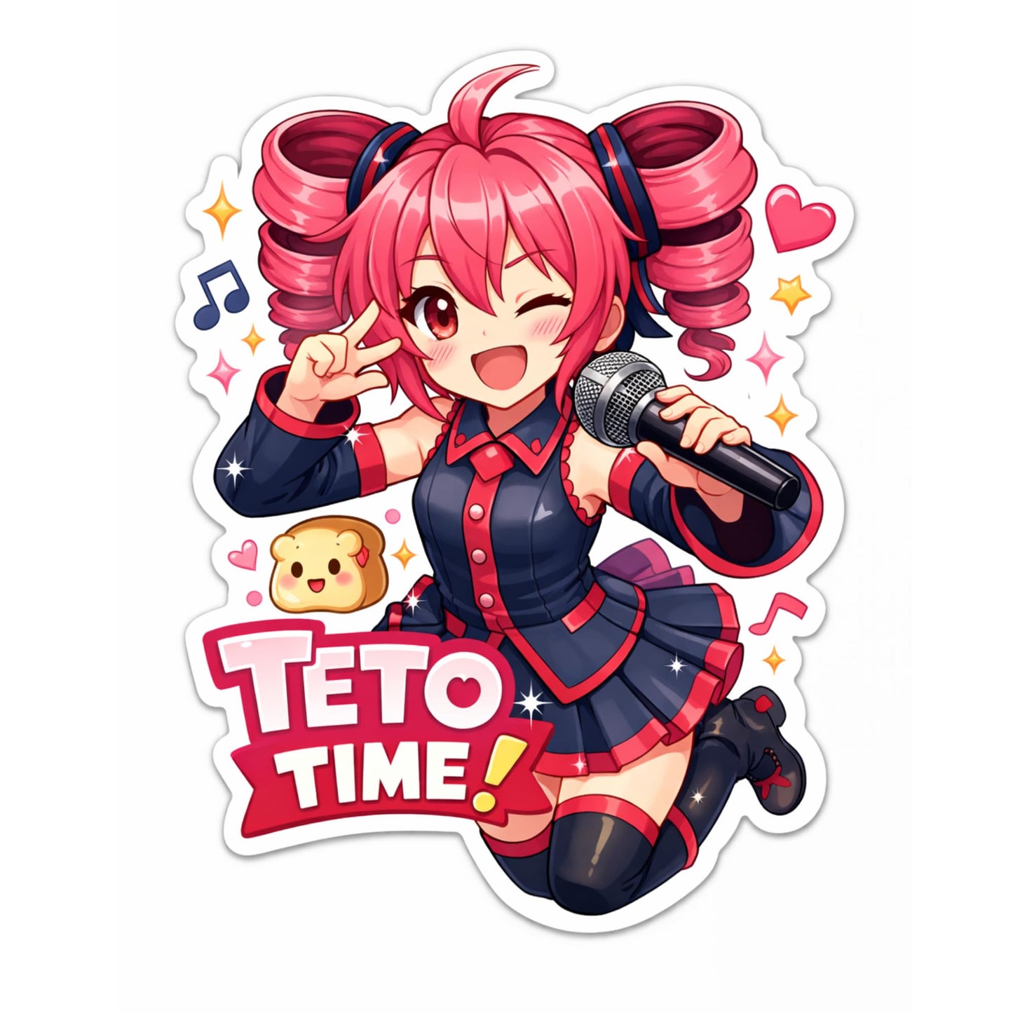 Kasane Teto Stickers 3 Inch 3 Pack Cute Anime Idol Vinyl Decals for Laptop Phone Car