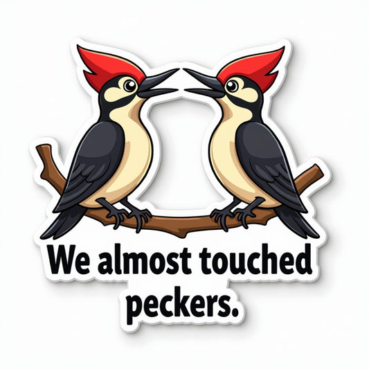 We Almost Touched Peckers - Funny Woodpecker Vinyl Sticker