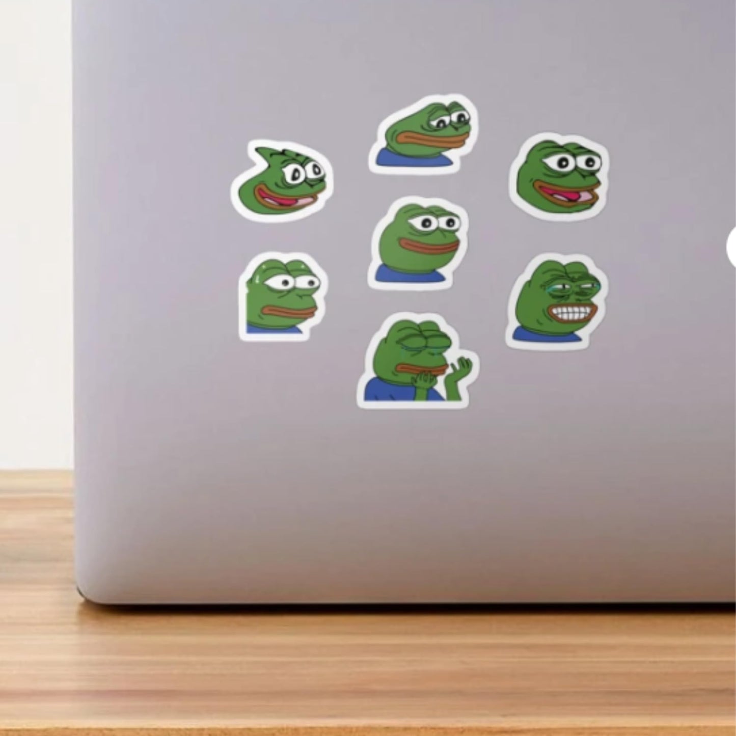 Pepe The Frog Meme Sticker Pack, 8 Reaction Faces, 3 Inch Vinyl Decal Stickers for Laptops, Tumblers and Phone