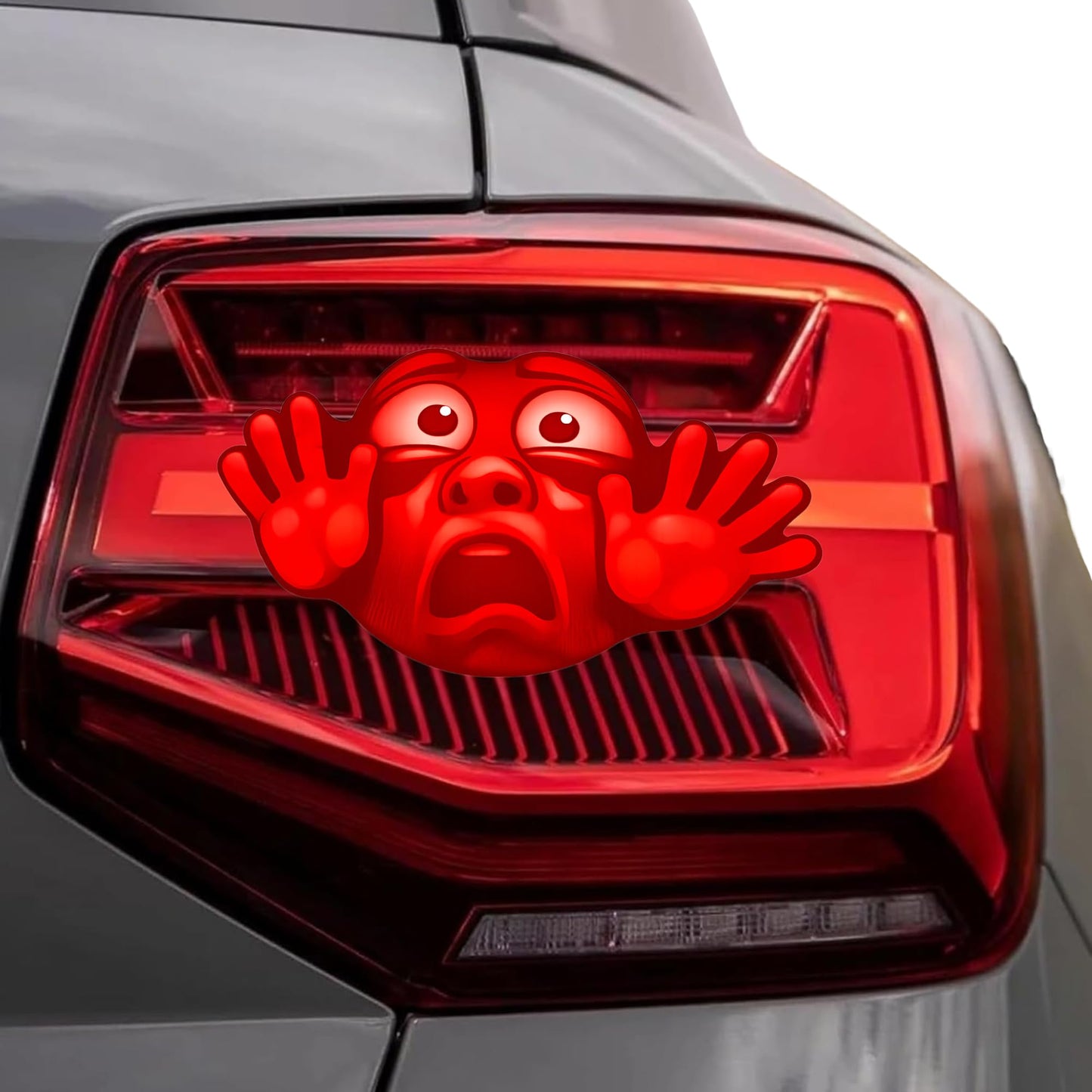 Funny Tail Light Prank Stickers, Red Face Decal for Cars Trucks SUVs, 3 Inch, 4 Pack, Vinyl, Cartoon Style