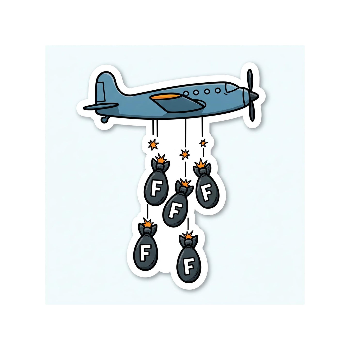 F-Bomb Dropping Airplane Funny Vinyl Sticker, 3 Inches